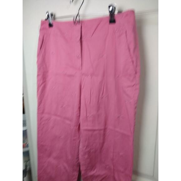Talbots 8 Pink Stretch Dragonfly Pocket Flat Front Capri Pants - Picture 2 of 11